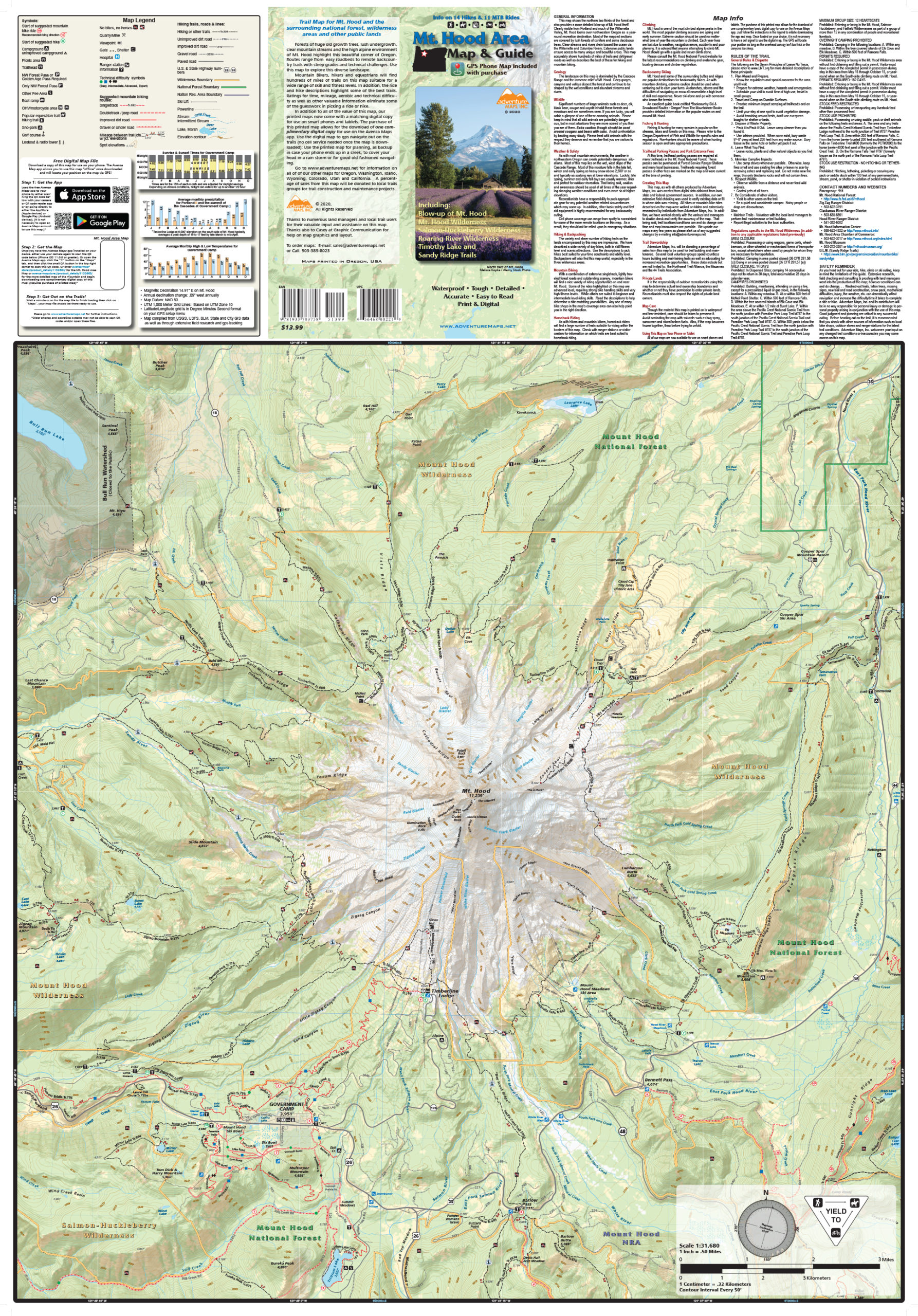 Mt. Hood Area Map & Guide Adventure Maps